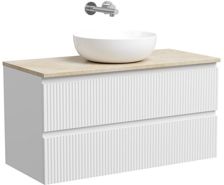 Тумба подвесная SANCOS Snob R, Bianco 995х445х500, под столешницу без отверстия под смеситель, цвет Kreman, SNR100W