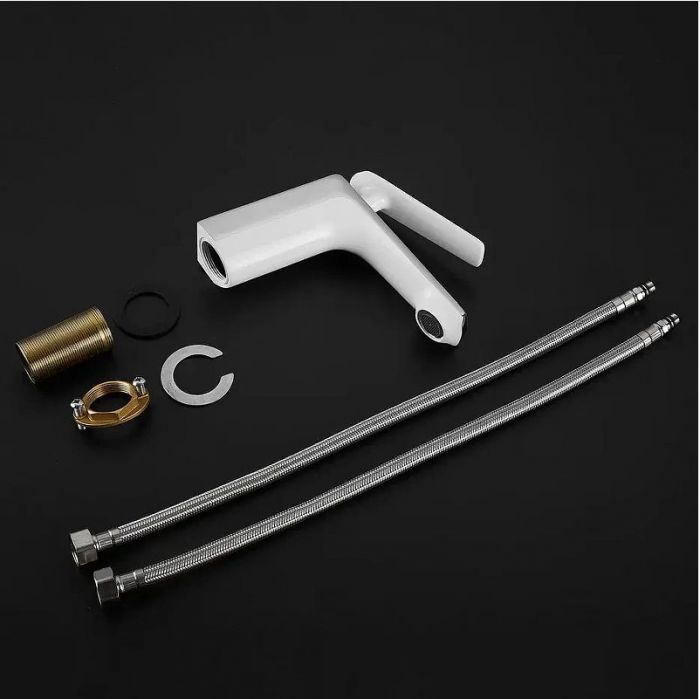 Смеситель для раковины Shevanik S8001F цвет Белый Хром