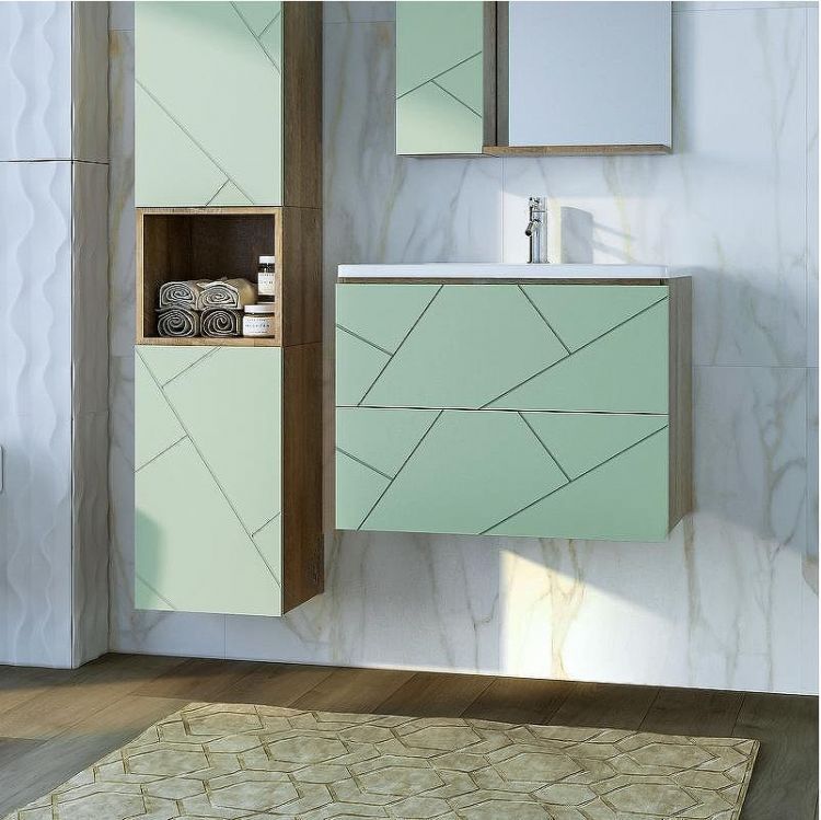 Тумба под раковину Бриклаер Кристалл 70 4627125417160 подвесная Фисташка Дуб гранж песочный