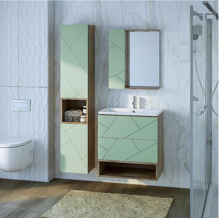 Тумба под раковину Бриклаер Кристалл 70 4627125417160 подвесная Фисташка Дуб гранж песочный