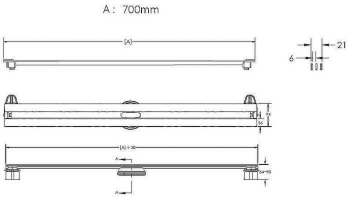 Душевой лоток Berges Super Slim 700 090153 с решеткой Хром матовый