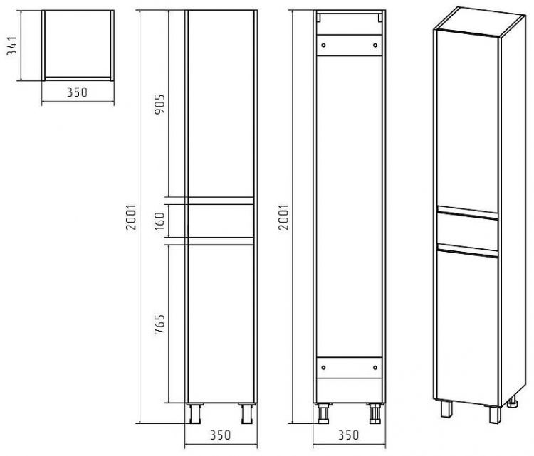 Шкаф пенал Misty Алиса 35 L Э-Али0501-01Л Белый