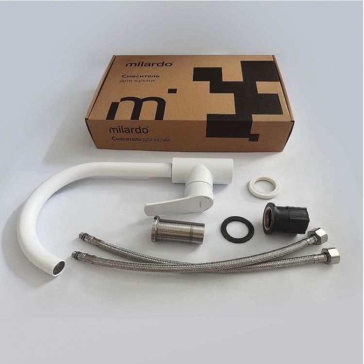 Смеситель для кухни Milardo Meal M01WTJ0M05 Белый матовый Смеситель для кухни Milardo Meal M01WTJ0M05 Белый матовый