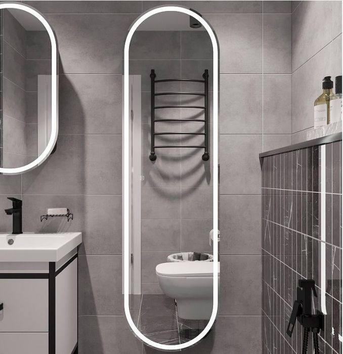 Шкаф пенал STWORKI Мальмё 45 МВК075 подвесной с подсветкой цвет Белый