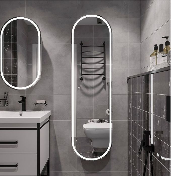 Шкаф пенал STWORKI Мальмё 45 МВК075 подвесной с подсветкой цвет Белый