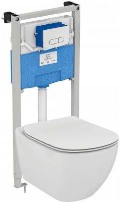 Комплект унитаза с инсталляцией Ideal Standard Tesi P386801 с сиденьем Микролифт и клавишей смыва Хром