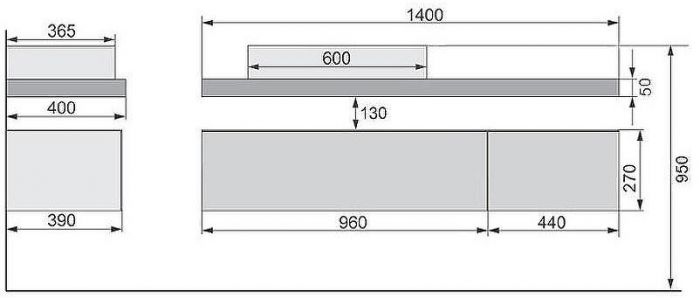 Тумба Velvex Felay 44 tpFEL.45-43.21 подвесная Белая глянцевая