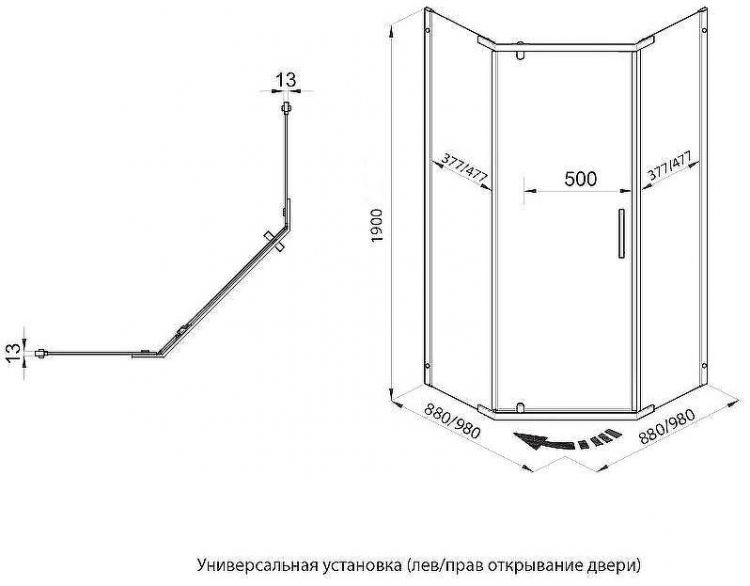 Душевой уголок Triton Дека-Хром 90х90 Щ0000053608 профиль Хром стекло прозрачное