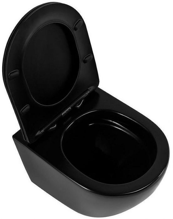 Унитаз Art&Max Ovale AM011CHR-MB/SC подвесной Черный матовый с сиденьем Микролифт