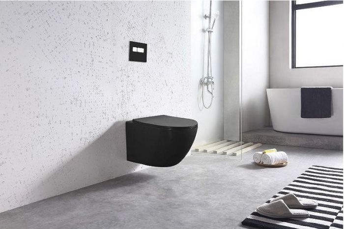 Унитаз Art&Max Ovale AM011CHR-MB/SC подвесной Черный матовый с сиденьем Микролифт