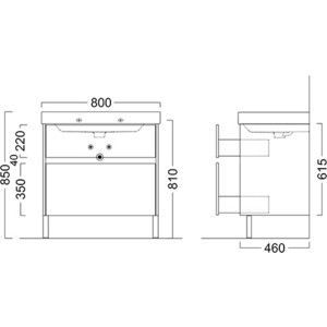Тумба под раковину Kerama Marazzi Buongiorno 80, корпус белый, фасад дуб санома (BG.80.2\OAK)