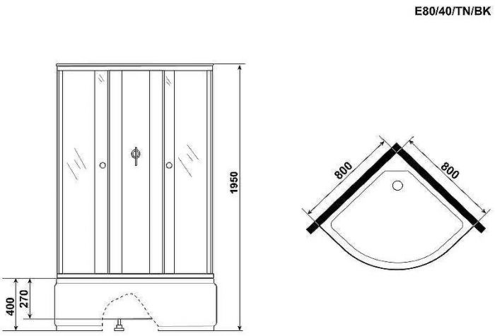 Душевая кабина Niagara Eco 80x80 E80/40/TN/BK без гидромассажа