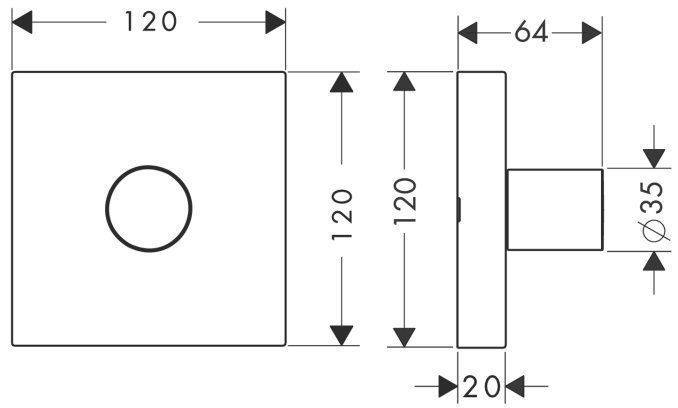 Запорный вентиль AXOR ShowerSolutions для скрытого монтажа 1/2 и 3/4 хром 10972000