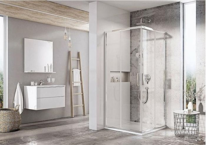 Душевой уголок Ravak Blix Slim BLSRV2-80 80x80 X1LM40C00Z1 профиль Хром стекло Transparent