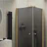 Душевой уголок Maybah Glass MGY-1299-3 900x900x1980 на монопетлях Золото стекло графитовое матовое