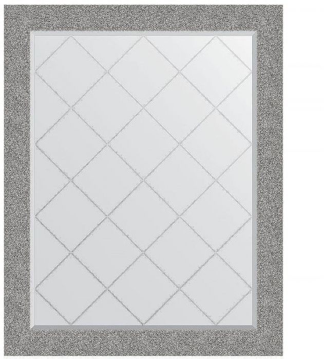 Зеркало Evoform Exclusive-G 121х96 BY 4367 с гравировкой в багетной раме - Чеканка серебряная 90