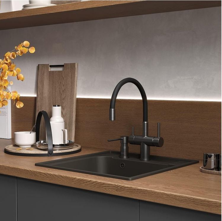 Смеситель для кухни Reflexion Lago RX9902BL цвет Оружейная сталь Смеситель для кухни Reflexion Lago RX9902BL цвет Оружейная сталь