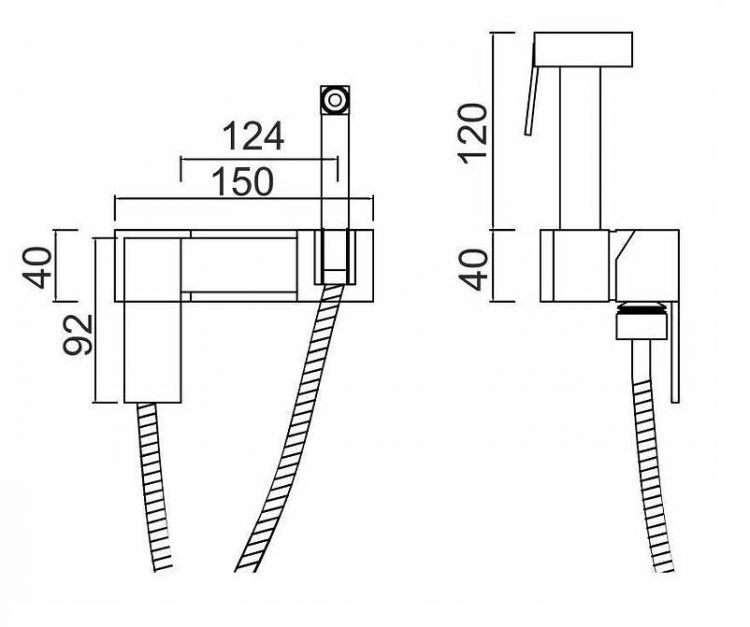 Гигиенический душ со смесителем Ростовская Мануфактура Сантехники SUS129BL-6-2 Черный матовый