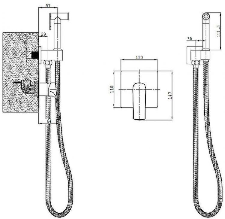 Гигиенический душ со смесителем Splenka S30.53.09 Графит матовый Гигиенический душ со смесителем Splenka S30.53.09 Графит матовый