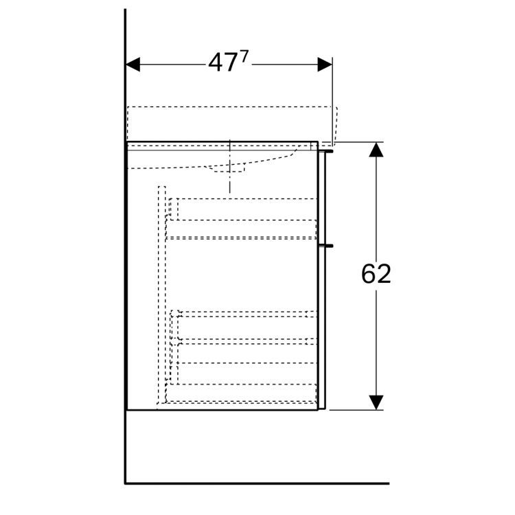 Тумба под раковину Geberit iCon, 60x48, белый глянец [840360000]