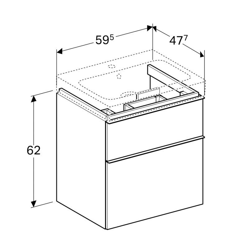 Тумба под раковину Geberit iCon, 60x48, белый глянец [840360000]