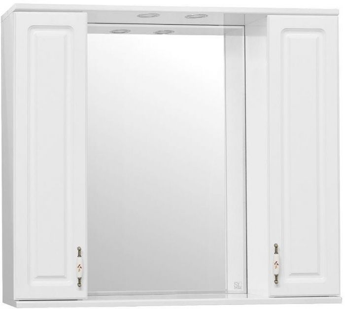 Зеркало со шкафом Style Line Олеандр 2 90 С с подсветкой Белый глянец