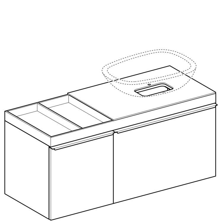 Тумба под раковину Geberit Citterio 118.4x54.3x50.4, левая, темный дуб, черное стекло [500.565.JJ.1]