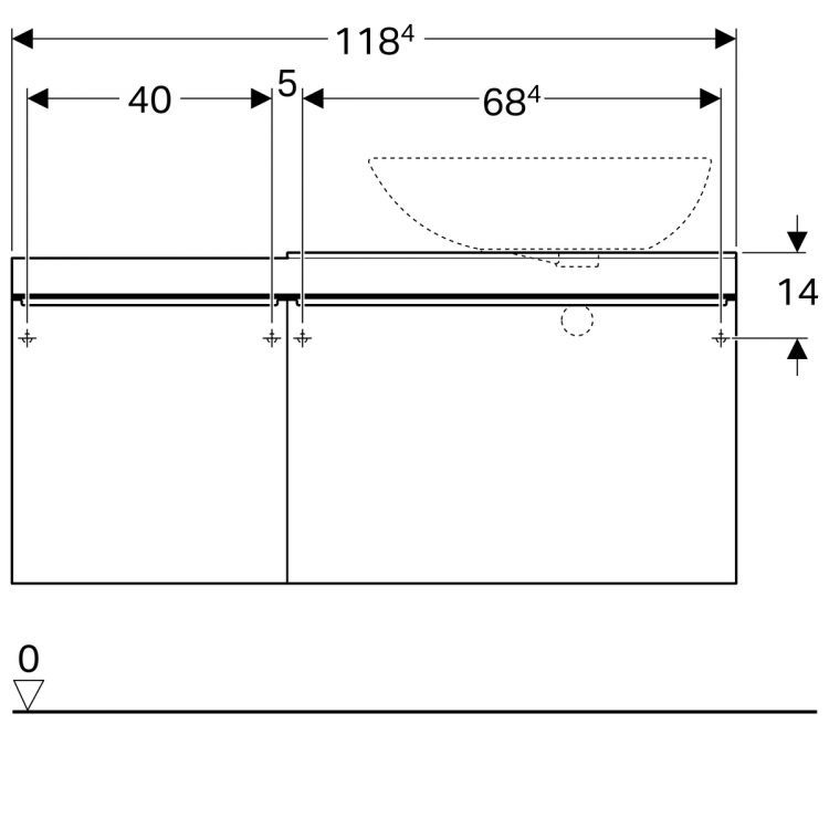 Тумба под раковину Geberit Citterio 118.4x54.3x50.4, левая, темный дуб, черное стекло [500.565.JJ.1]