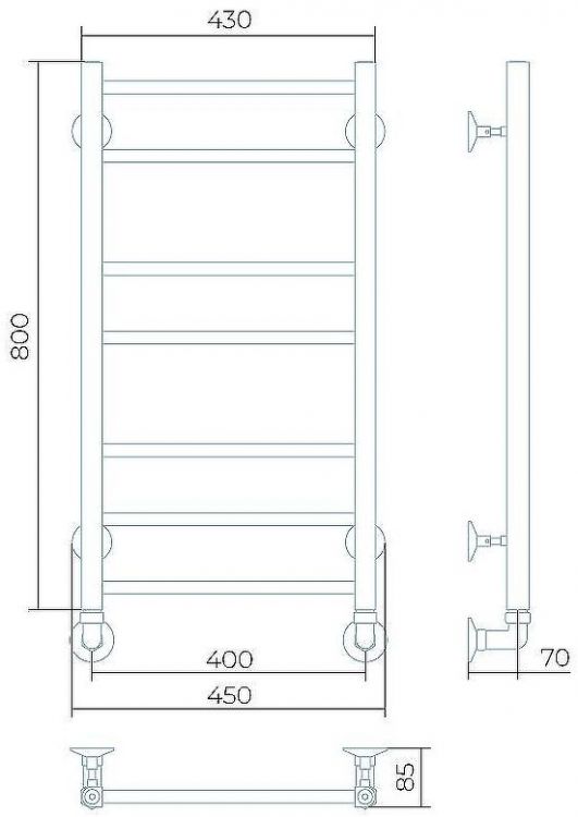 Водяной полотенцесушитель Larusso Джаз Премиум П7 400x800 4670078535658 Хром