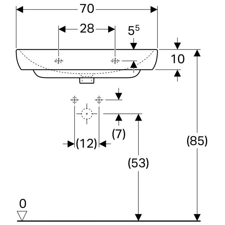 Раковина Geberit Smyle 70х48 см, с отв. под смеситель, с отв. перелива [500.248.01.1]