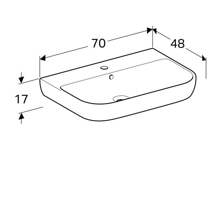 Раковина Geberit Smyle 70х48 см, с отв. под смеситель, с отв. перелива [500.248.01.1]