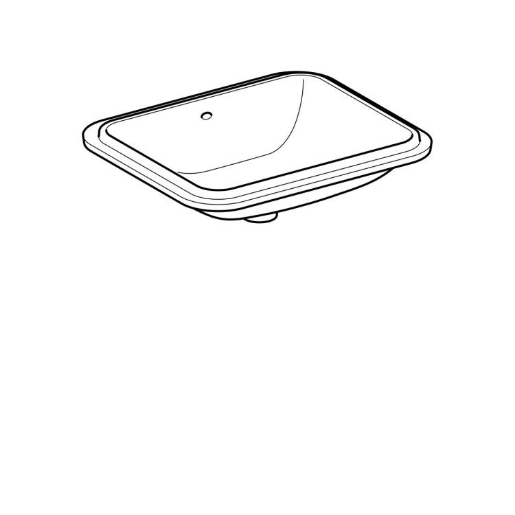 Раковина Geberit VariForm с установкой под столешницу прямоугольной формы, T1=50х40 см, без отв. под смеситель, с отв. перелива [500.764.01.2]