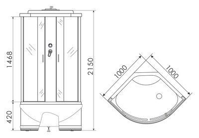Душевая кабина ERLIT ER 3510ТР-C3 100 см высокий поддон