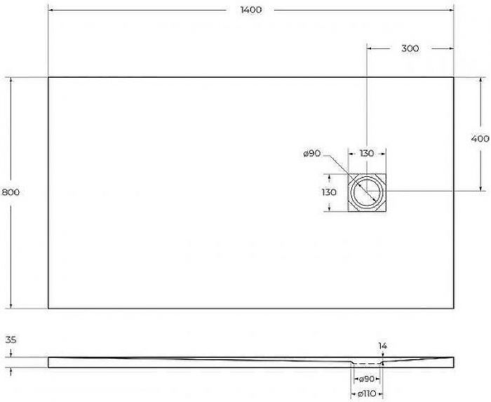 Душевой поддон из искусственного камня BelBagno Uno 140x80 TRAY-MR-UNO-AH-140/80-35-W-CR Белый