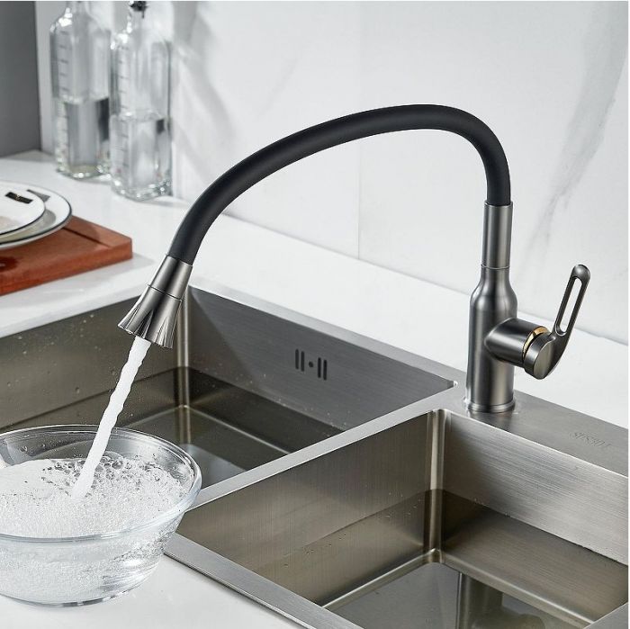 Смеситель для кухни Raffine F303T-3 цвет Оружейная сталь Черный