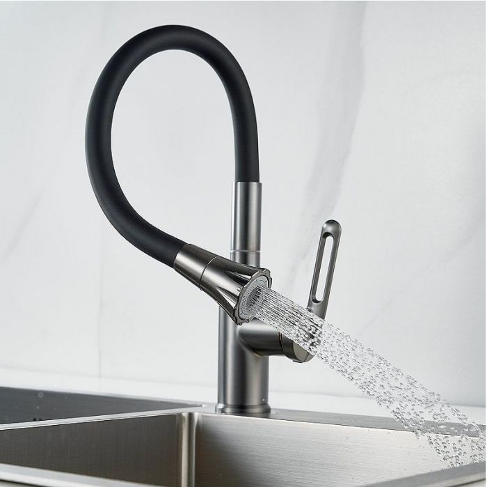 Смеситель для кухни Raffine F303T-3 цвет Оружейная сталь Черный
