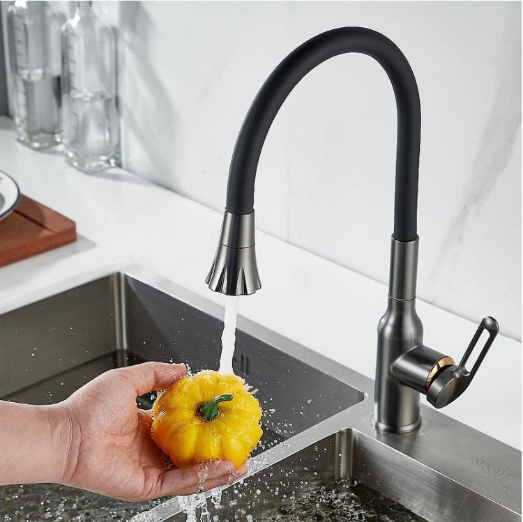 Смеситель для кухни Raffine F303T-3 цвет Оружейная сталь Черный