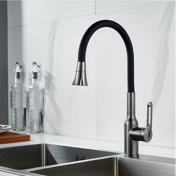 Смеситель для кухни Raffine F303T-3 цвет Оружейная сталь Черный