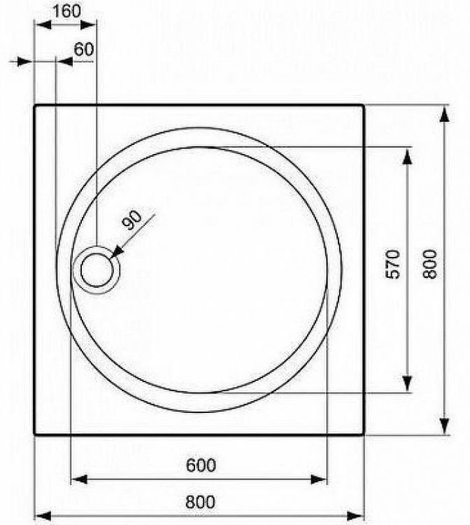 Акриловый поддон для душа Ideal Standard Connect 80х80 K197801 Белый