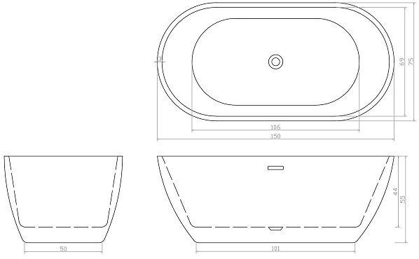Акриловая ванна Ceruttispa d'ISEO 150x75 СT9902 без гидромассажа Акриловая ванна Ceruttispa d'ISEO 150x75 СT9902 без гидромассажа