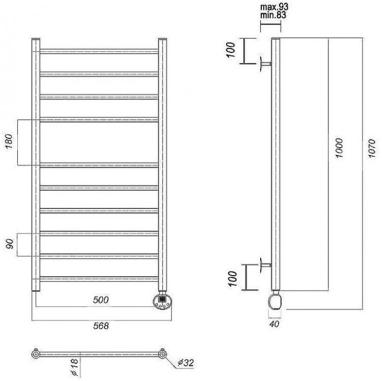 Электрический полотенцесушитель Domoterm Медея П10 500x1000 ER Золото