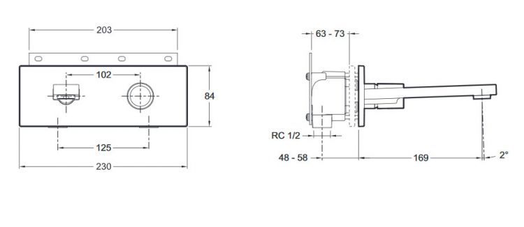 Смеситель настенный для раковины Jacob Delafon Composed E73061-CP, хром
