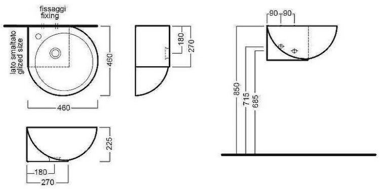 Раковина Hatria You and Me 46 R Y0H701 угловая Белая