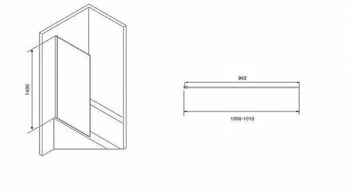 Шторка на ванну Abber Immer Offen 100x140 AG71100B профиль Черный стекло прозрачное