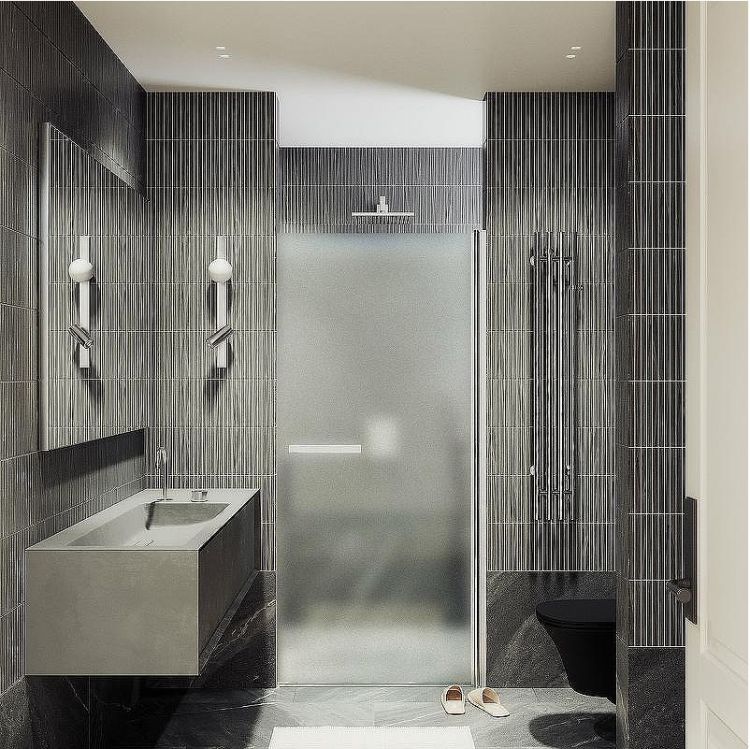 Душевая дверь Maybah Glass MGD-458-5 800x1980 на монопетле Хром матовый стекло сатиновое