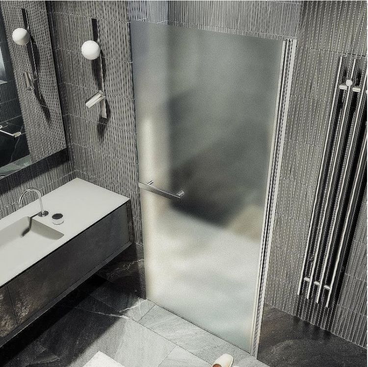 Душевая дверь Maybah Glass MGD-458-5 800x1980 на монопетле Хром матовый стекло сатиновое