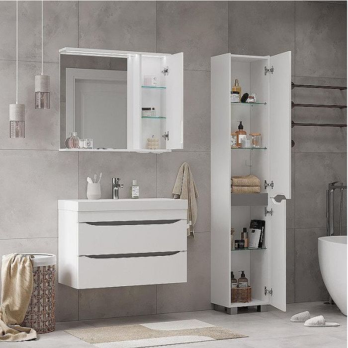 Зеркало со шкафом Volna Lake 80 R zsLAKE80.R-01 с подсветкой Белое