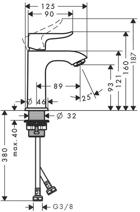 Hansgrohe Metris Смеситель для маленькой раковины 100, однорычажный, без сливного гарнитура, цвет: хром