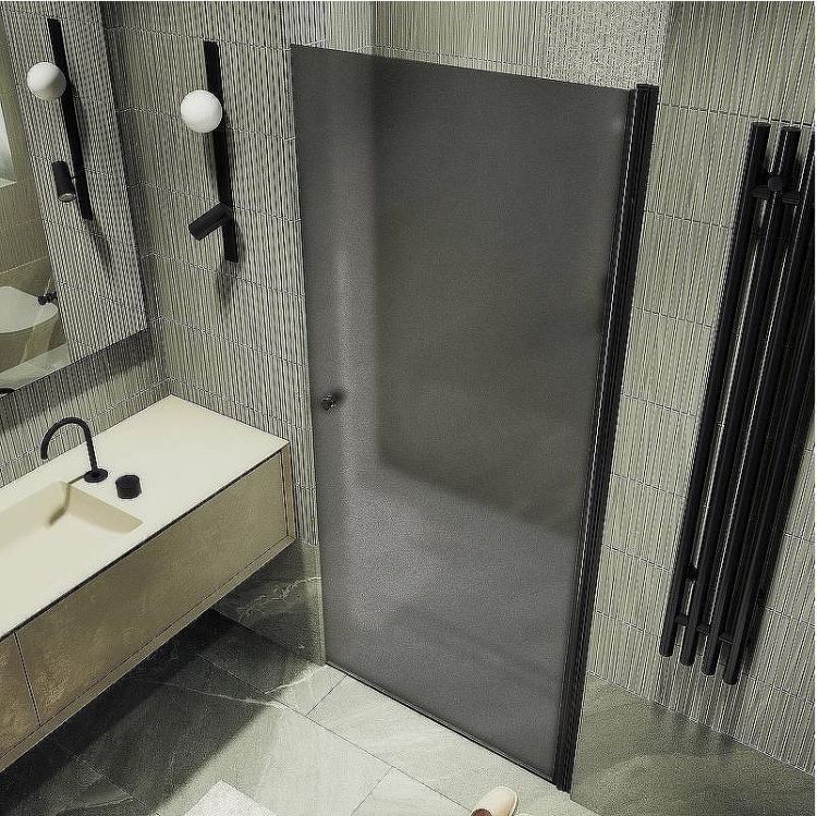 Душевая дверь Maybah Glass MGD-813-6 900x1980 на монопетле Черный стекло графитовое матовое