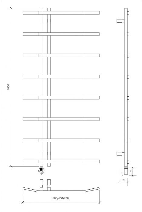 Полотенцесушитель электрический Secado Милето 100x7x60 графит